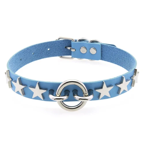 O-Ring Stern Goth Punk PU Leder Choker Halsband Halskette Neckchain Mädchen Party - Bild 27 von 37