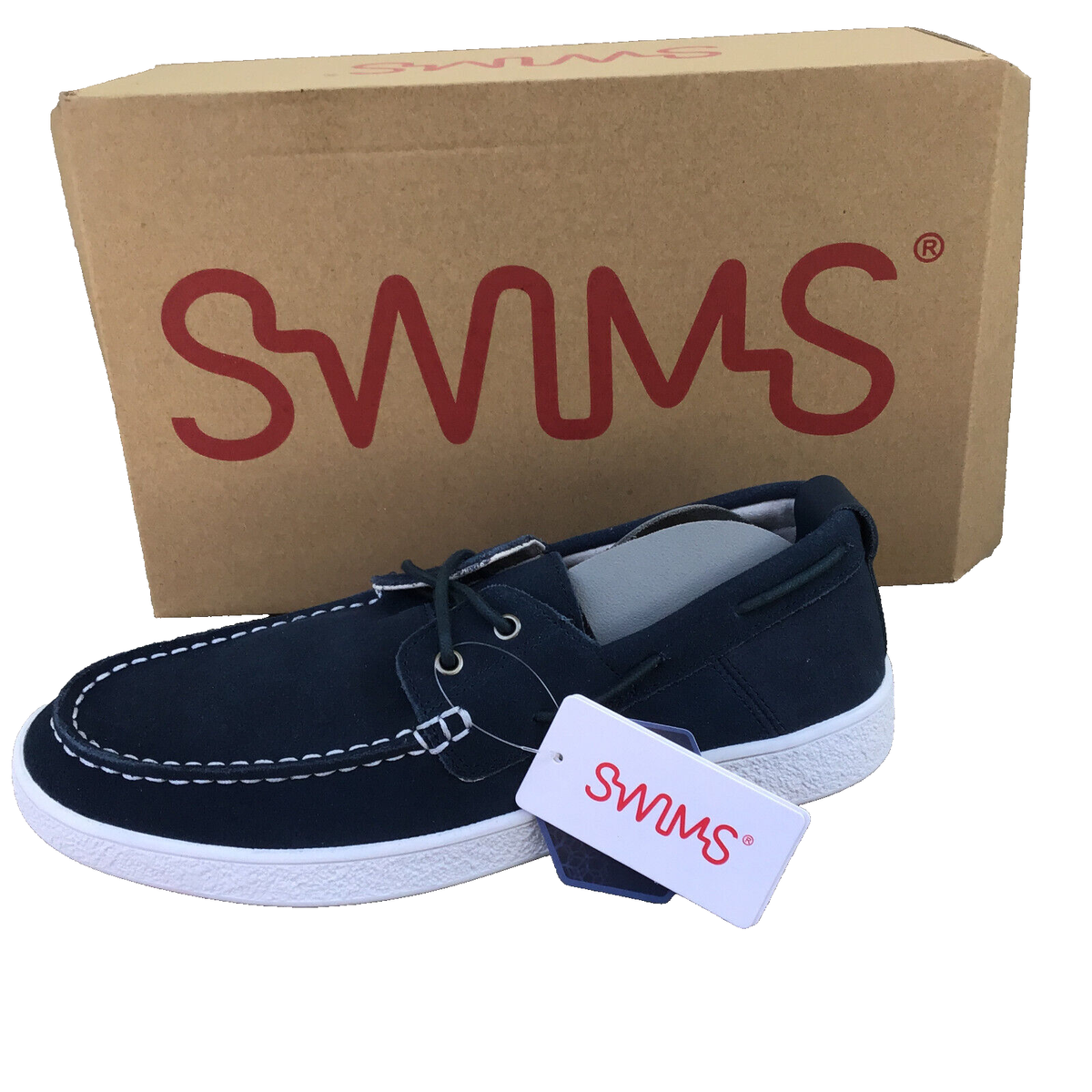 SWIMS Robyne Men Size 9 Loafers Lace Up Shoes Blue/White  display picture 1