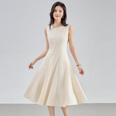 New Women's Autumn Sleeveless Round Neck Dresses A-line Midi Ball Gown Dresses | eBay New Women's Autumn Sleeveless Round Neck Dresses A-line Midi Ball Gown Dresses | eBay