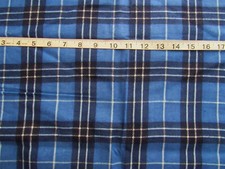 1 1/8 yd Flannel Fabric Dark Blue, Blue  White Plaid
