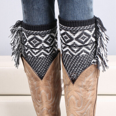 [JB]Girl Crochet Knitted Lace Trim Boot Cuffs Leg Warmers Winter Socks Christmas