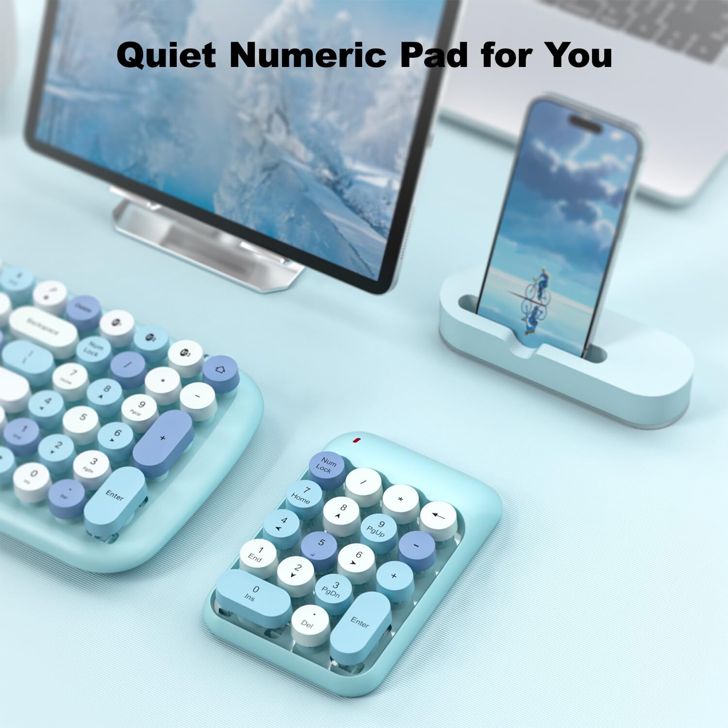 Wireless Number Pads Cute Colorful Numeric Keypad Numpad Portable 2.4 GHz Fin...