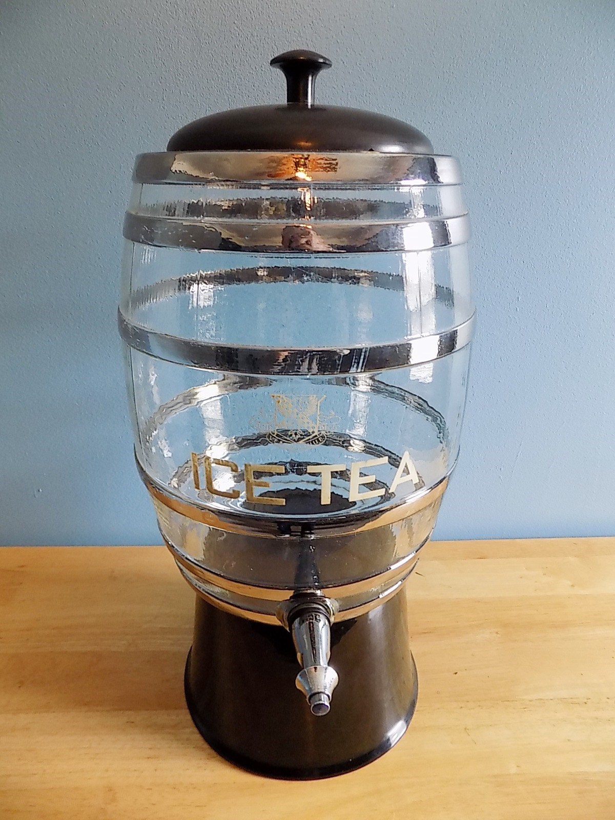 VINTAGE GLASS BARREL ICED TEA DISPENSER WITH STAND 1950's DINER eBay