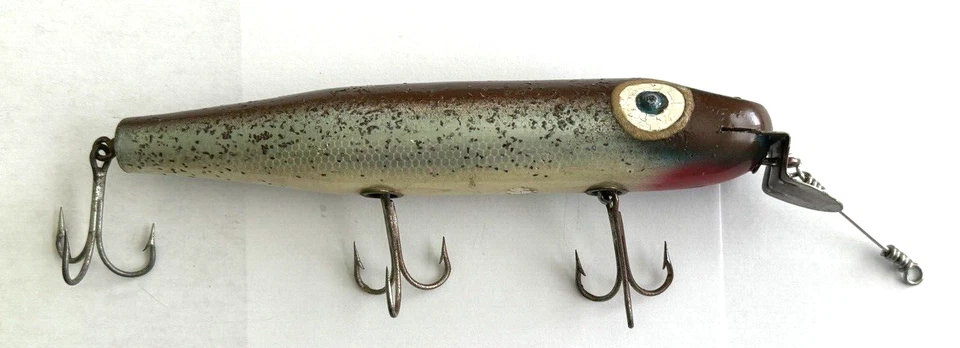 SEÑUELO DE MADERA 9" VINTAGE RARO HTF GIGANTE CREEK CHUB #6034 CAJA ORIGINAL - USADO Foto 2 de 4