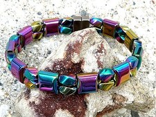 Men  s Women  s Rainbow 100 Magnetic Hematite Bracelet Anklet 2 Row Bracelet