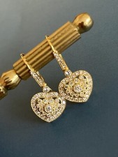 0.75ct Diamond Earrings 9ct in Yellow Gold Heart Drop Leverback Hoops  1ct 375