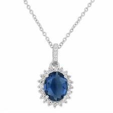 925 Sterling Silver Multicolor CZ Oval Charm Womens Pendant Necklace