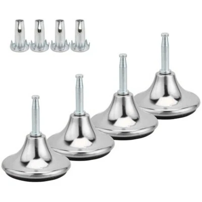 4 x Chrome Feet Bed Legs Gliders Glides Castors for Divan Bed Base Sofa Chair