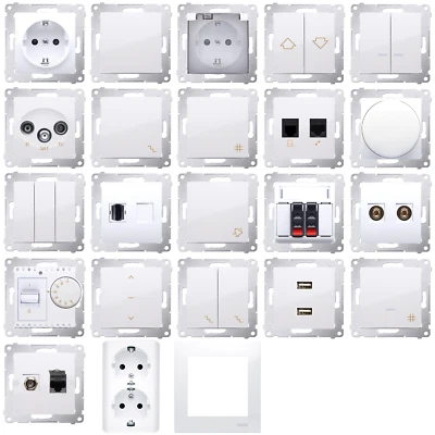 KONTAKT SIMON Simon 54 Premium polarweiß Steckdosen USB HDMI Schalter Taster UP Rahmen mit LED