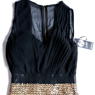 Boohoo Tilly Pleated Gold Sequin Dress US Size 6 | eBay