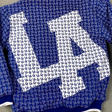 Reve Jacket XL Blue Los Angeles Puffer Quilted Bomber Jacket LA Streetwear AOP