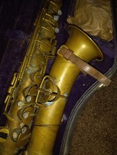 Custodia classica Buescher Tru Tone C melodia ottone sax contorno uomo con collo luna  