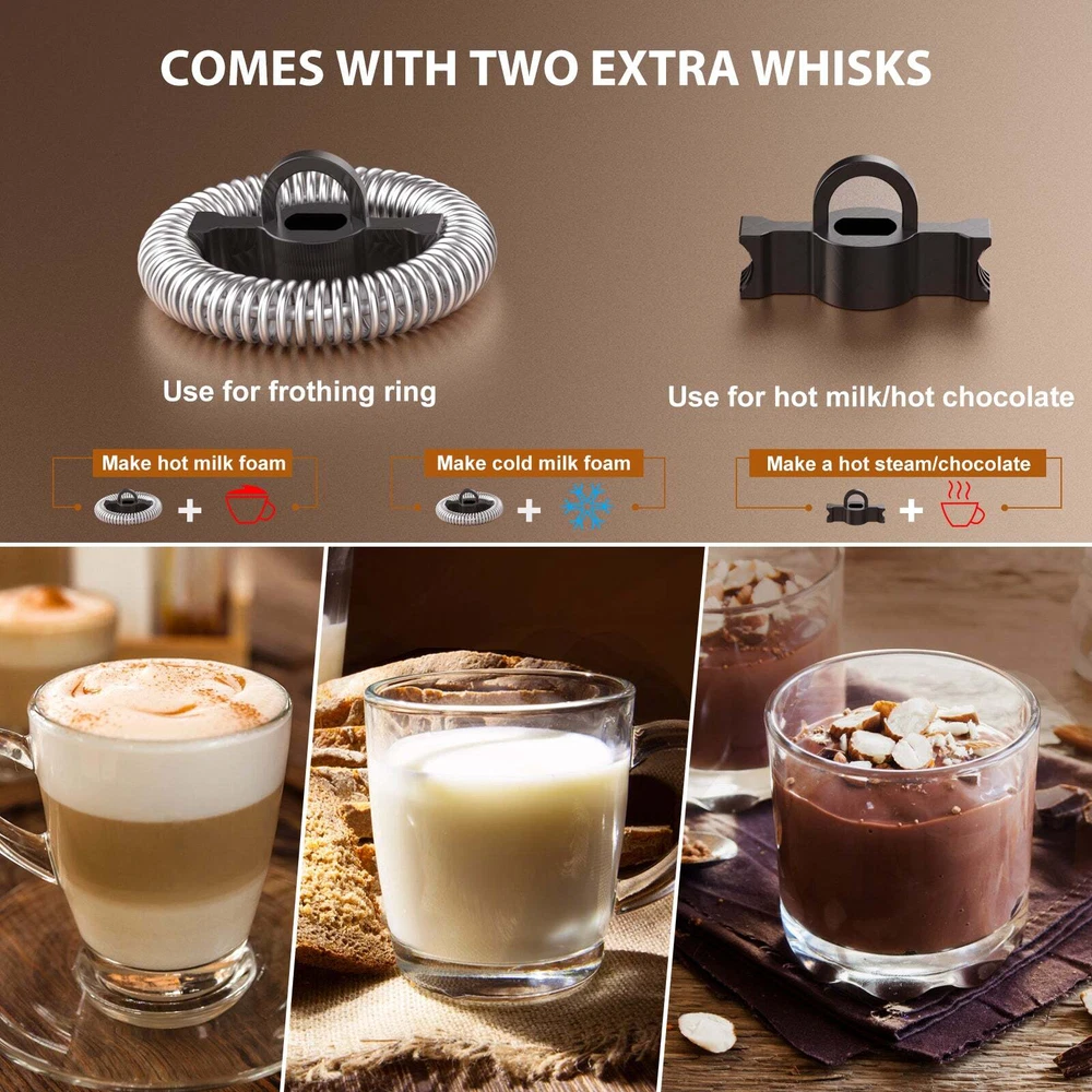 Milk Frother Electric Milk Steamer 4-in-1 Automatic Hot and Cold Foam Maker LED