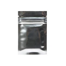 100pc Gloss Shiny Silver Both Sides Foil Mylar Zip Lock Bags 6x9cm 2.25x3.5in