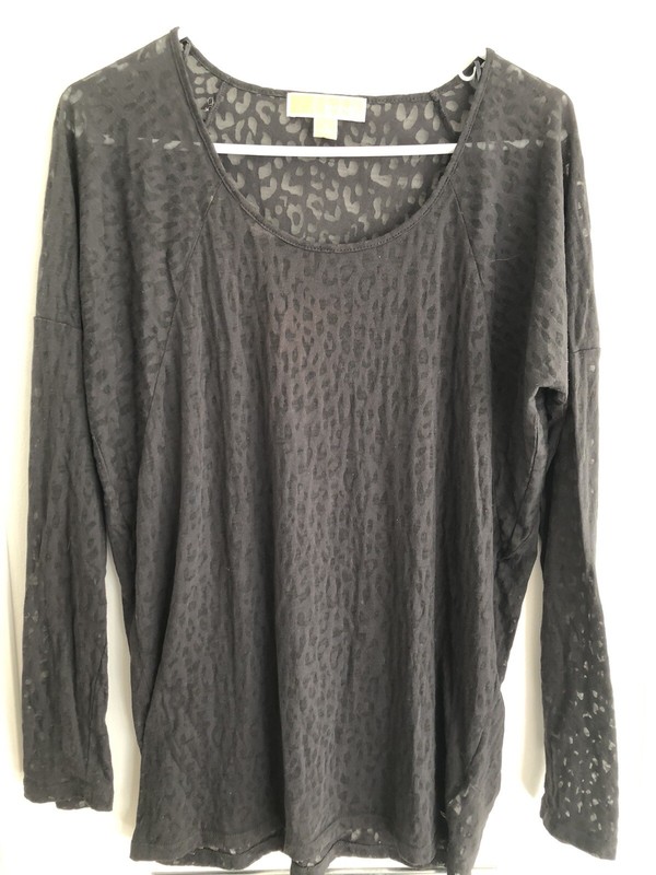 Women’s Michael Kors Long Sleeve Top Size M Medium Animal Print Semi-Sheer