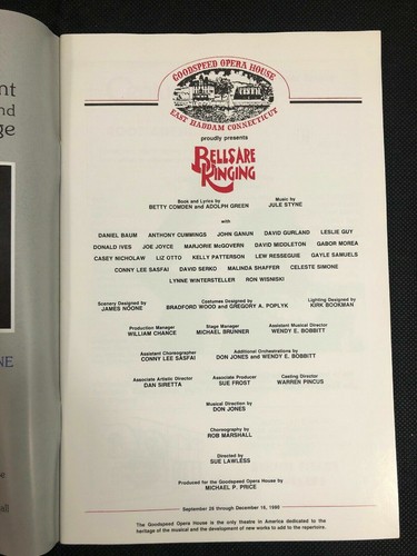 Bells Are Ringing Program 1990 Goodspeed Opera House Lyrics by Jule Styne - Picture 2 of 4