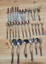ROGERS DREAM ROSE Flatware Stainless Korea - 30 Pieces - Spoons Forks Knives