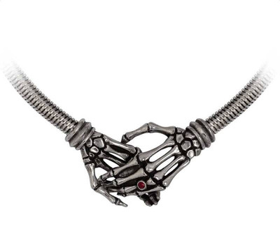 Alchemy Gothic Zinn Nimm mich mit dir Verschluss Skelett Hände Halskette 