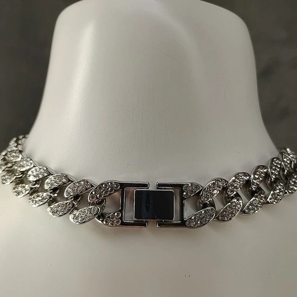 Mujer Grueso Collar Letra M Mariposa Colgante Latón Chapado Estrás 19" Foto 3 de 4