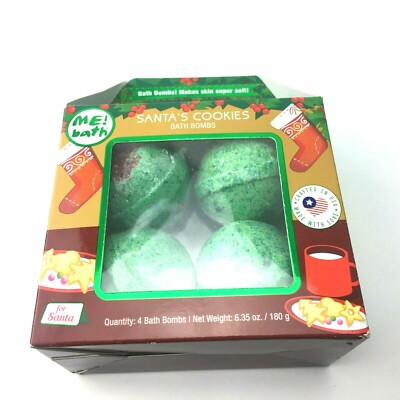 Bath Santa's Cookies Bath Bombs Box Set 4 Bath Bombs Green
