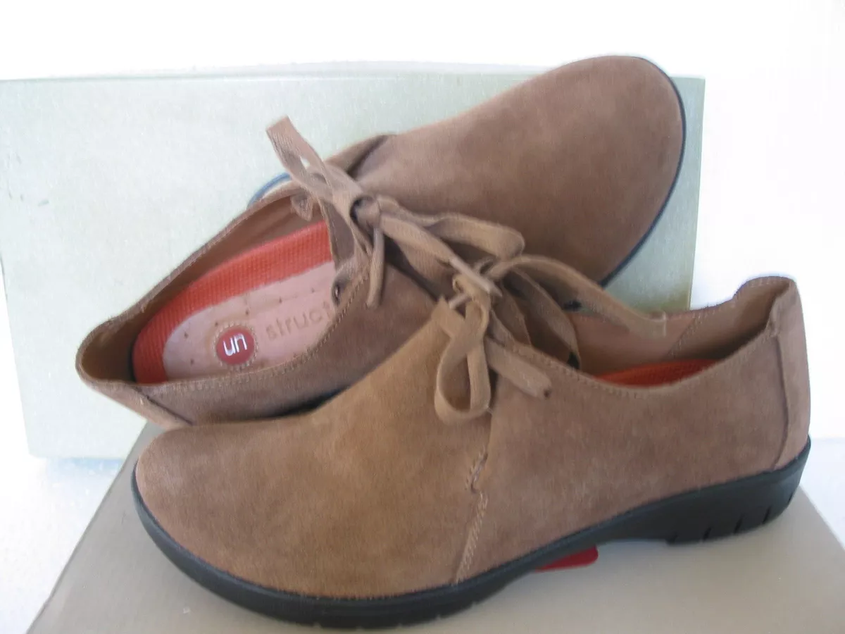 Clarks Ladies Un rustle Taupe Suede Lace Up Shoes Size UK 4.5 5 D