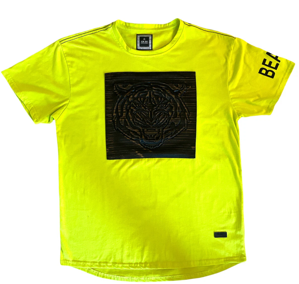 CR 24 Bordo Cromato Beast Embossed Neon Yellow Designer Mens Shirt XL Tiger