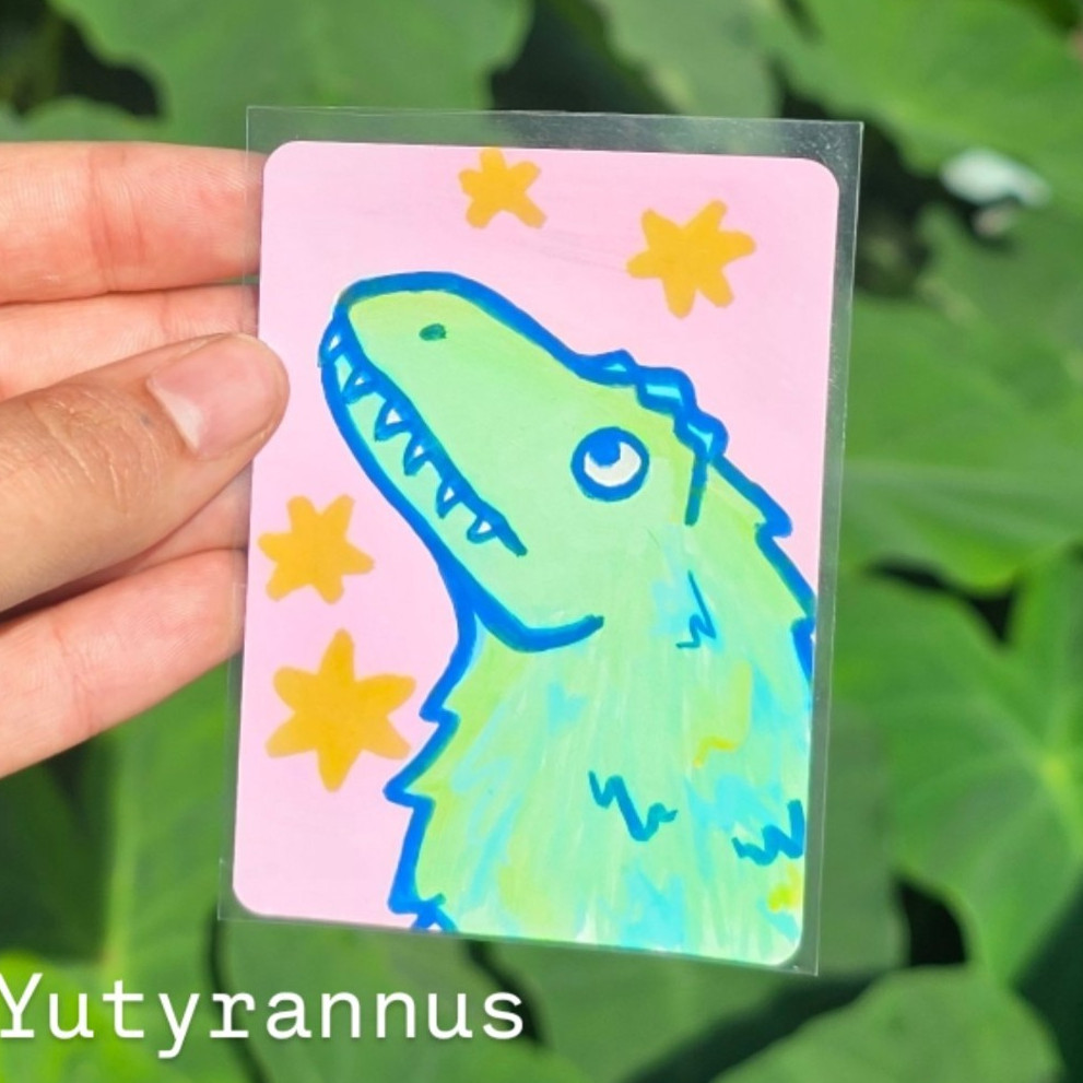 Yutyrannus Miniature Original Cartoon Illustration Art Hand Drawing - ACEO