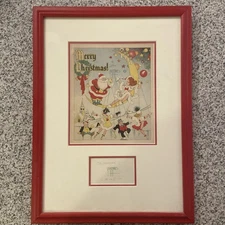 George McManus 1948 Christmas Card Professionally Framed With Business Card