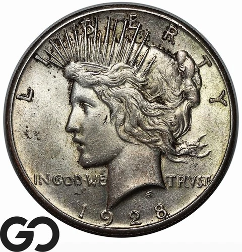 1928 Peace Dollar, Album Toner, Uncirculated Series Low Mintage Key Date