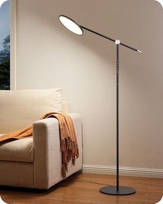  LED Floor Lamp for Reading, 1600LM Bright Dimmable Lamp with Type-C Black