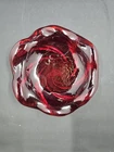 Vintage 1970s Fenton Red  Swirl Art Glass Ashtray/Candy/Trinket Dish 5.5"