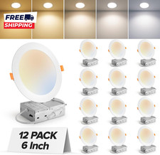 12 Pack 6 Inch 5CCT Ultra Thin LED Recessed Ceiling Light with Junction Box