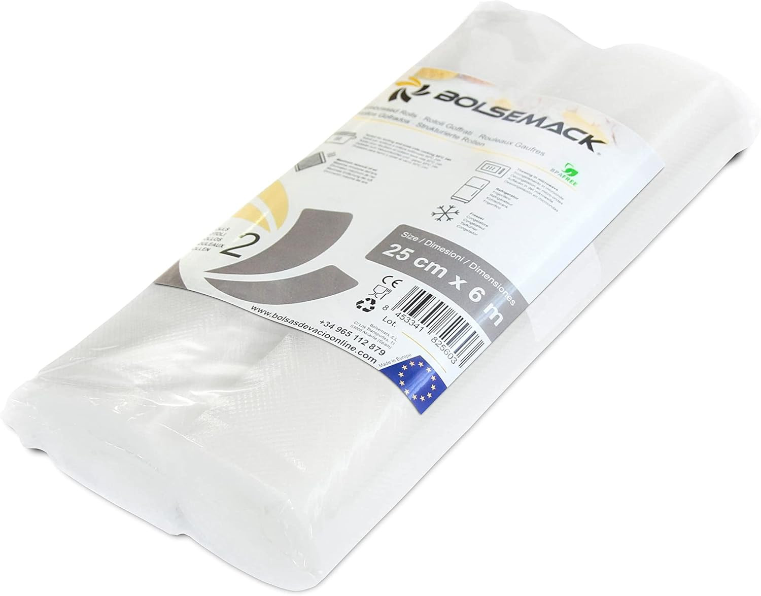 Rotoli per Macchina Sottovuoto Alimenti 25x600cm - Pack 2 Goffrato