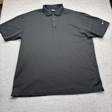 Nike Golf Polo Shirt Mens 2XL Short Sleeve Black Dri-Fit Moisture Wicking Logo