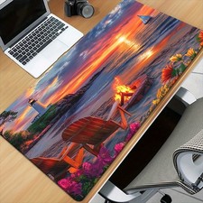 1pc Beach Bonfire Dusk XXL Mouse Pad Non-Slip Rubber Base, Large Table Mat for