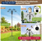 Double Shepherds Hooks for Outdoor Heavy Duty, Adjustable Shepherds Hook, 1 P...