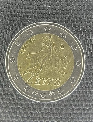 2 Euro Griechenland 2002 Kursmünze Bi-Metall Stiermotiv  2 ΕΥΡΩ 