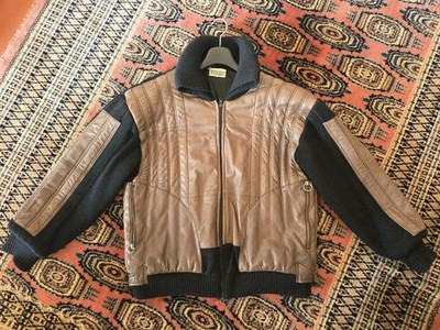 Original 1980s  Bomber Jacket GIANGRANCO FERRÈ Natural nappa Leather Alpaca Wool