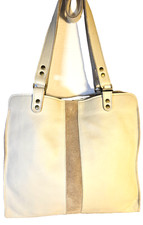 NWT Molly G Los Angeles Cream Leather Large Tote Shoulder Bag Made in USA