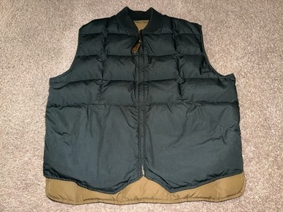 Vintage Eddie Bauer Reversible Goose Down Puffer Vest Green/Beige Mens L