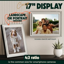 Pix-Star Lux 17" Wi-Fi Digital Photo Frame 16GB Cloud Storage Motion Sensor NEW