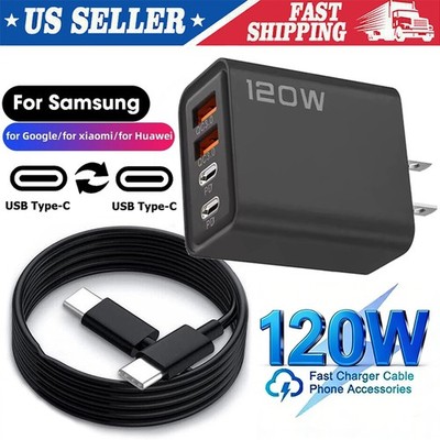 120W Super Fast Type C USB Phone Charger For iPhone 17e 16 15 14 13 12 11Pro Max