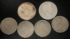 6 Coin Lot: 1908D Denver & 1898 P Barber Quarters (90% Silver) 4 VNickels JC79