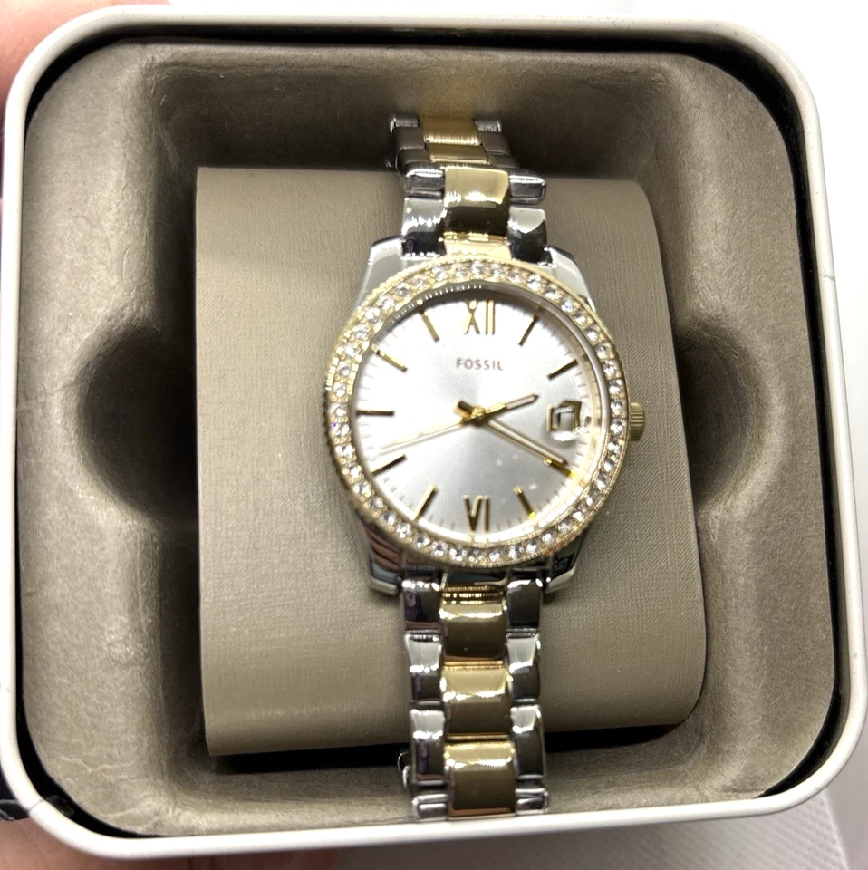 Reloj para mujer Fossil Riley tono remolque bisel cristal inoxidable fecha 255300 Foto 3 de 4