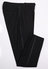 Calvin Klein Mens Slim Fit Black Flat Front Tuxedo Formal Pants Trousers 32x27