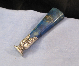 FRENCH SILVER LAPIS LAZULI ART NOUVEAU STONE DESKTOP SEAL LETTER WRITING