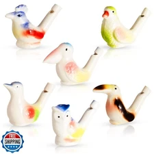 Gejoy 6 Pcs Bird Water Whistles for Kids Ceramic Bird Call Whistles Colorful 