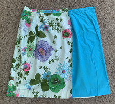 Vintage Hand Made Reversible Turquoise/Floral Wrap Around Skirt-26" Waist