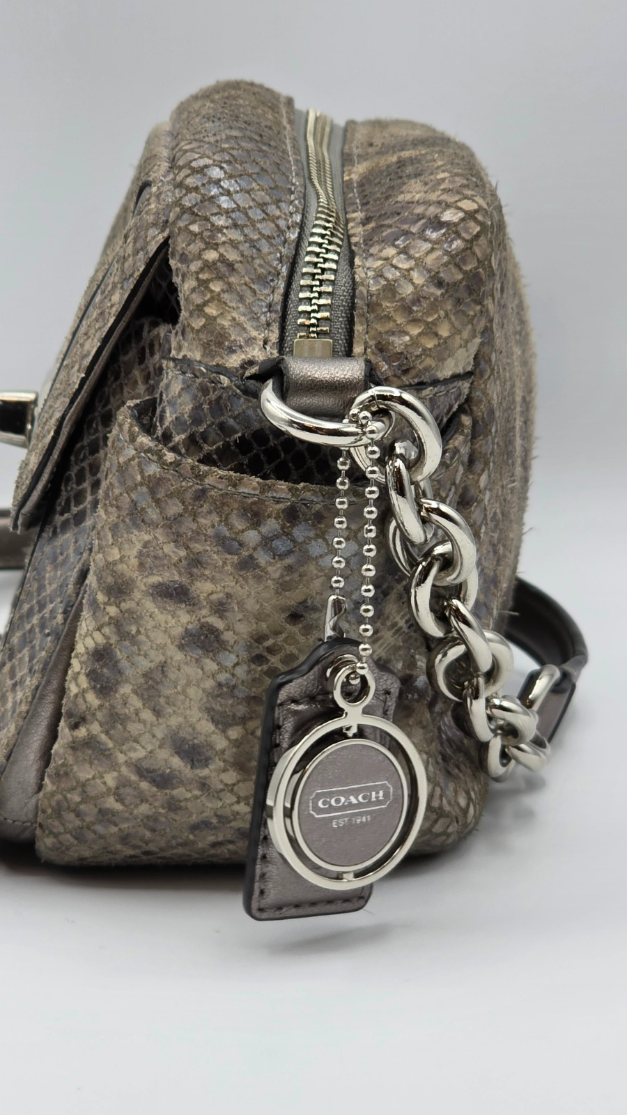 Coach Campbell SilverGray Python Exotic Snakeskin… - image 3