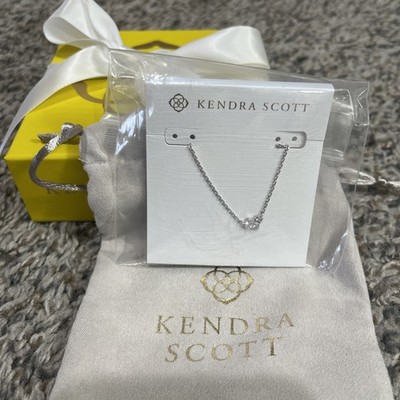 Kendra Scott Adjustable Rhodium Plated Henry Short Pendant Necklace w/White CZ